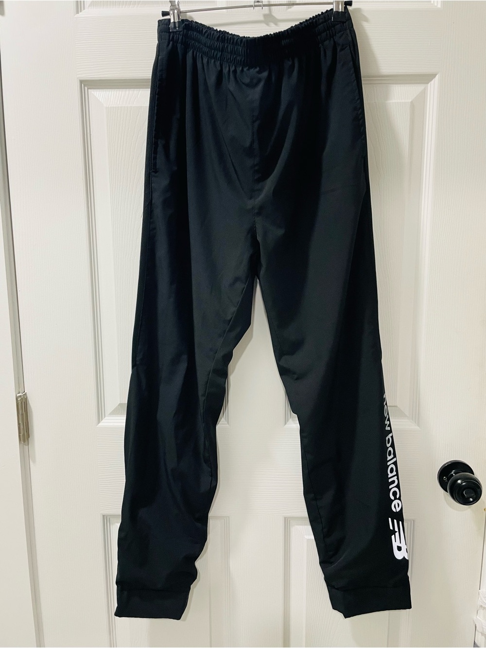 New Balance Black Track Pants with White Logo